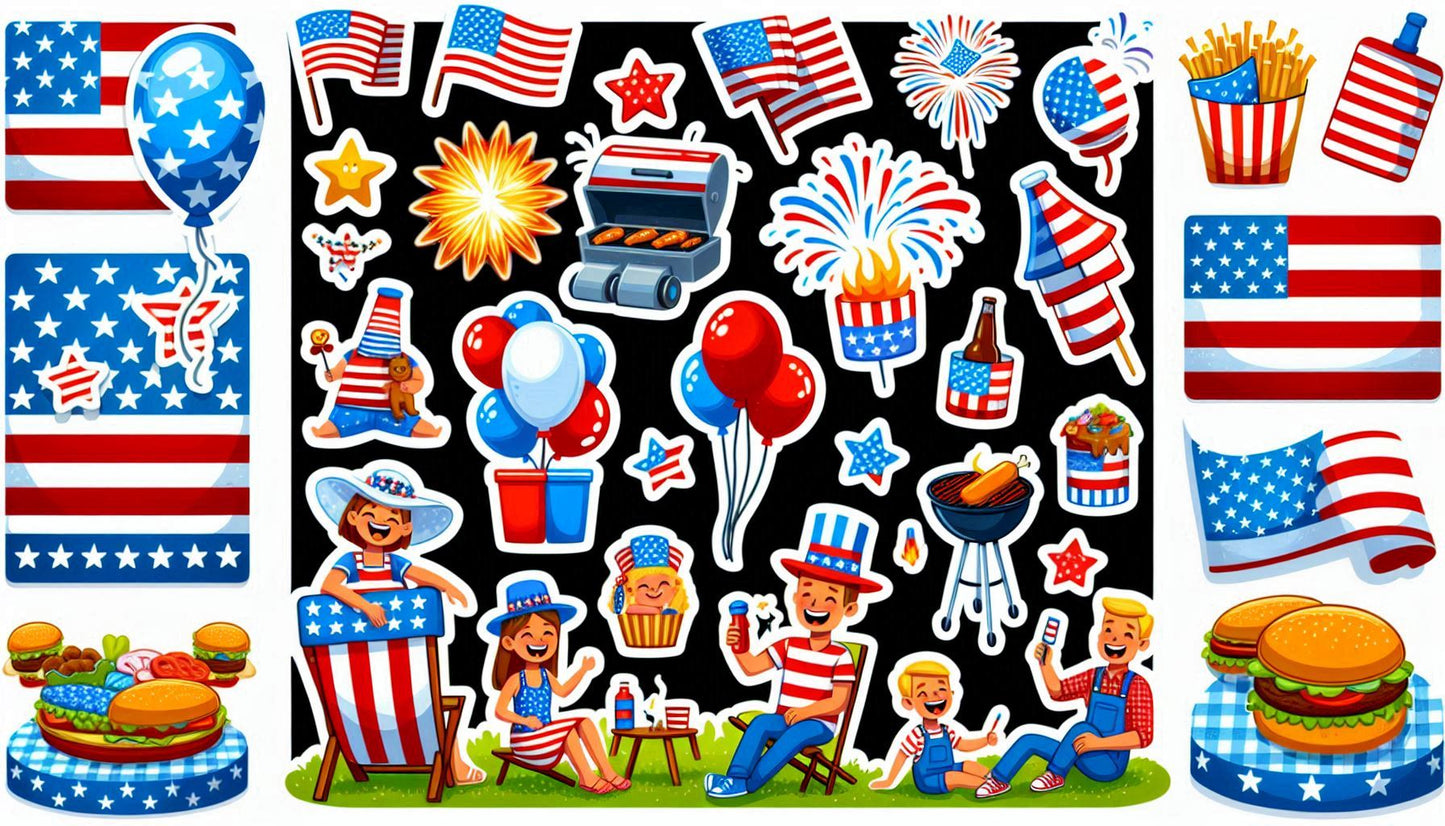 Celebrate Independence Day with our Festive 4th of July Sticker Sheet!